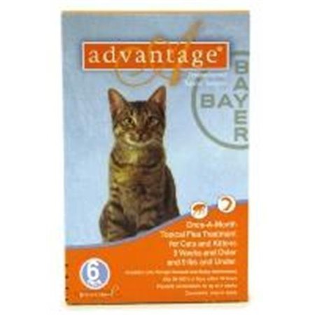 BAYER Bayer ADVANTAGE6-ORANGE Advantage 6 Pack Cat  0 - 9 Lbs. - Orange ADVANTAGE6-ORANGE